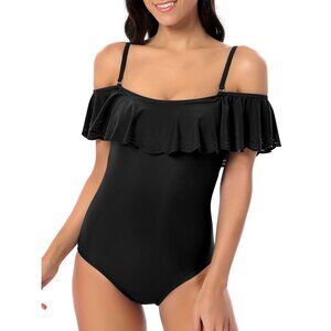 Women’s One Piece Swimsuit Flounce Off-Shoulder Swimwear Ruffled Bathing Suit